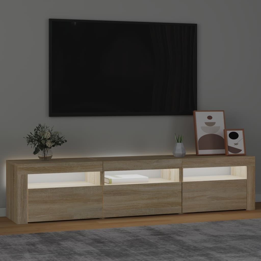 vidaXL TV Cabinet with LED Lights Sonoma Oak 180x35x40 cm