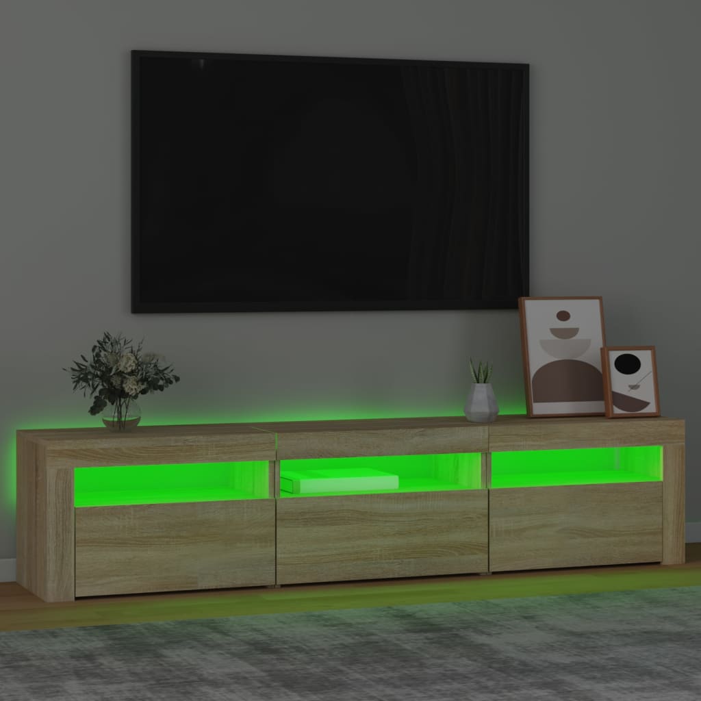 vidaXL TV Cabinet with LED Lights Sonoma Oak 180x35x40 cm