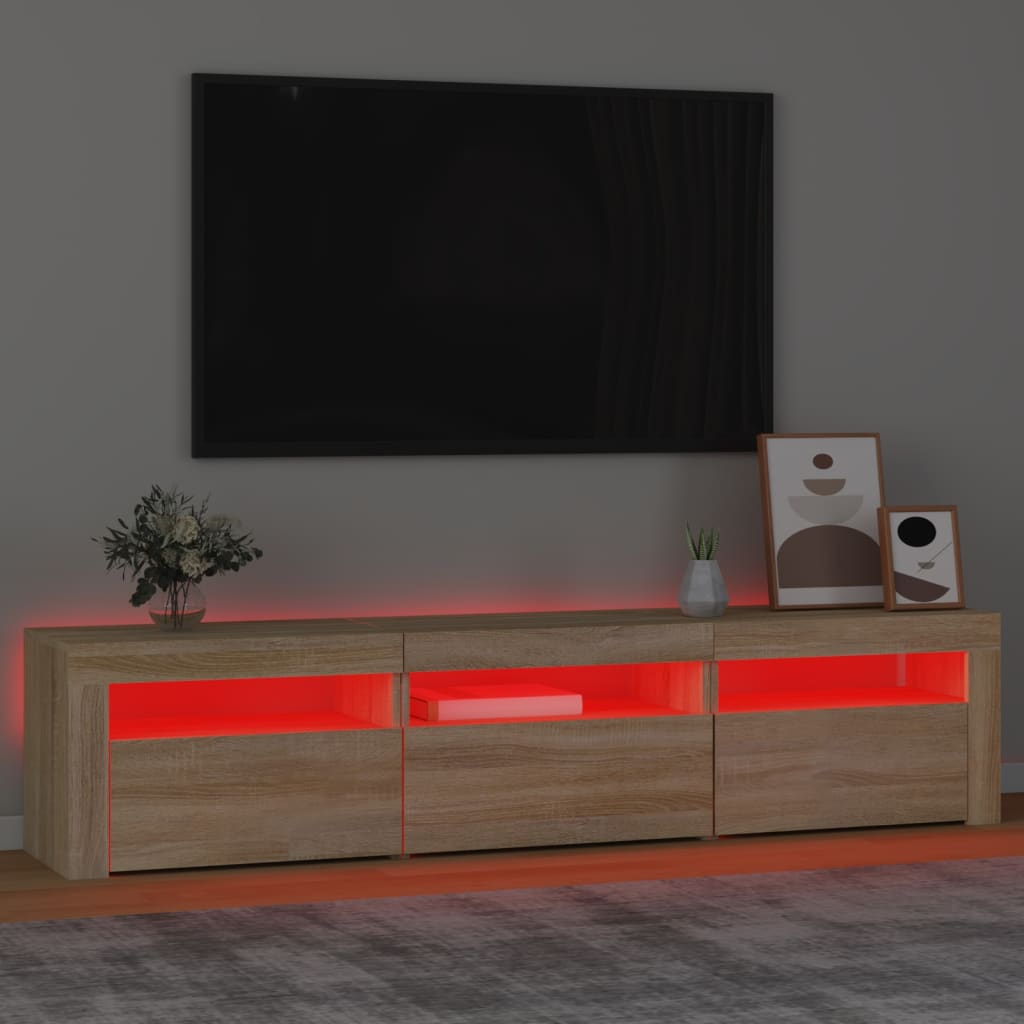 vidaXL TV Cabinet with LED Lights Sonoma Oak 180x35x40 cm