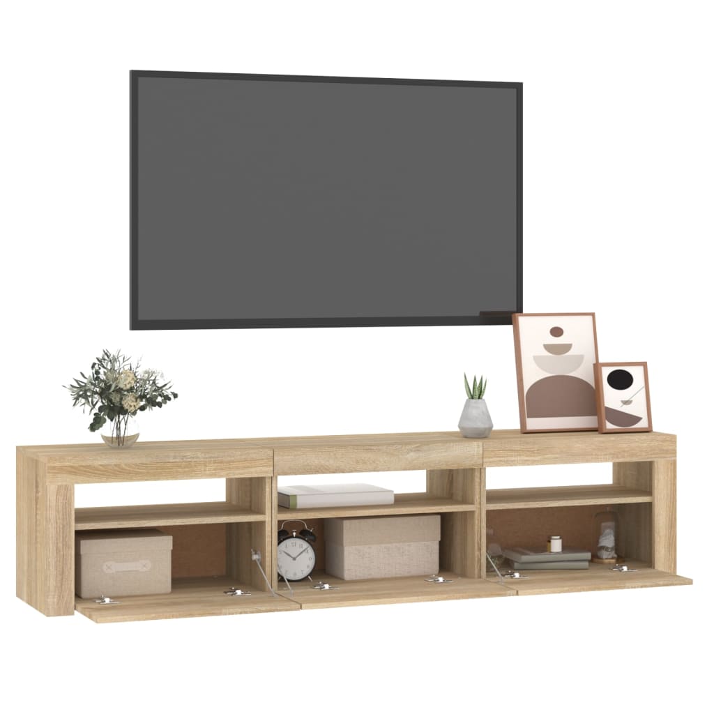 vidaXL TV Cabinet with LED Lights Sonoma Oak 180x35x40 cm