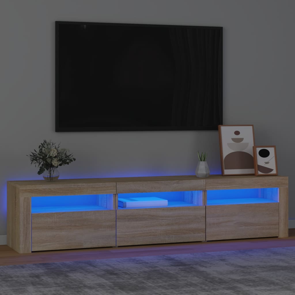 vidaXL TV Cabinet with LED Lights Sonoma Oak 180x35x40 cm