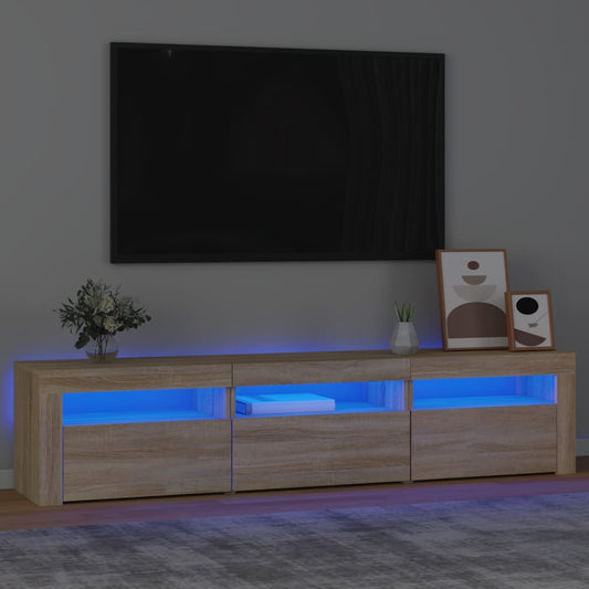 vidaXL TV Cabinet with LED Lights Sonoma Oak 180x35x40 cm