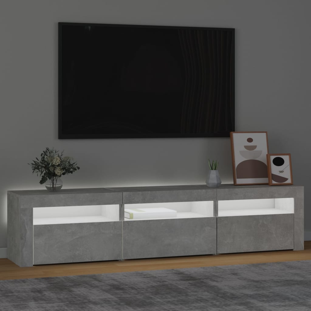 vidaXL TV Cabinet with LED Lights Concrete Grey 180x35x40 cm