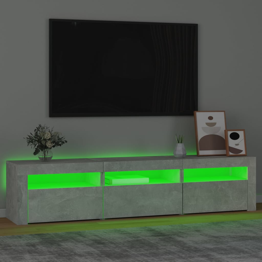 vidaXL TV Cabinet with LED Lights Concrete Grey 180x35x40 cm