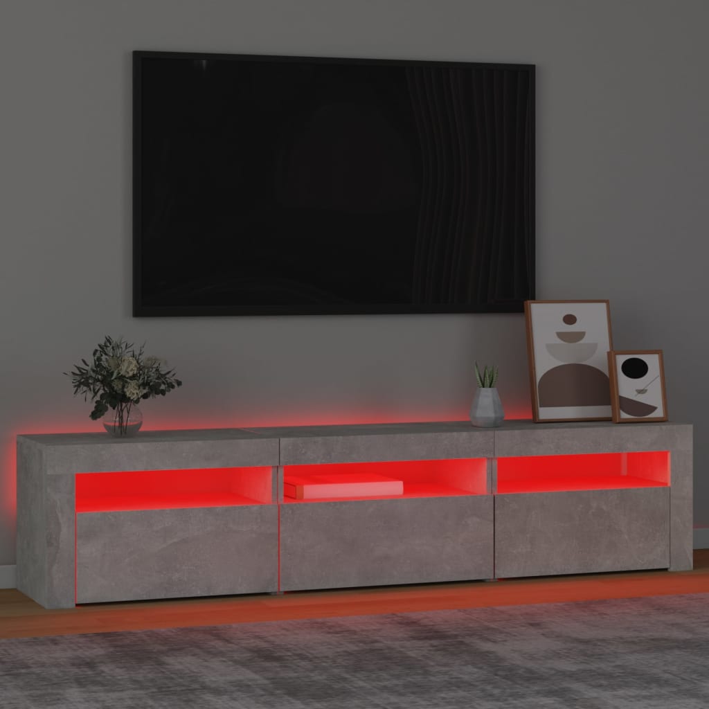 vidaXL TV Cabinet with LED Lights Concrete Grey 180x35x40 cm