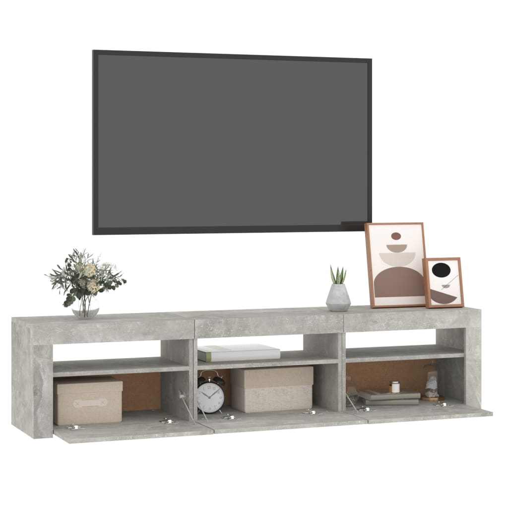 vidaXL TV Cabinet with LED Lights Concrete Grey 180x35x40 cm