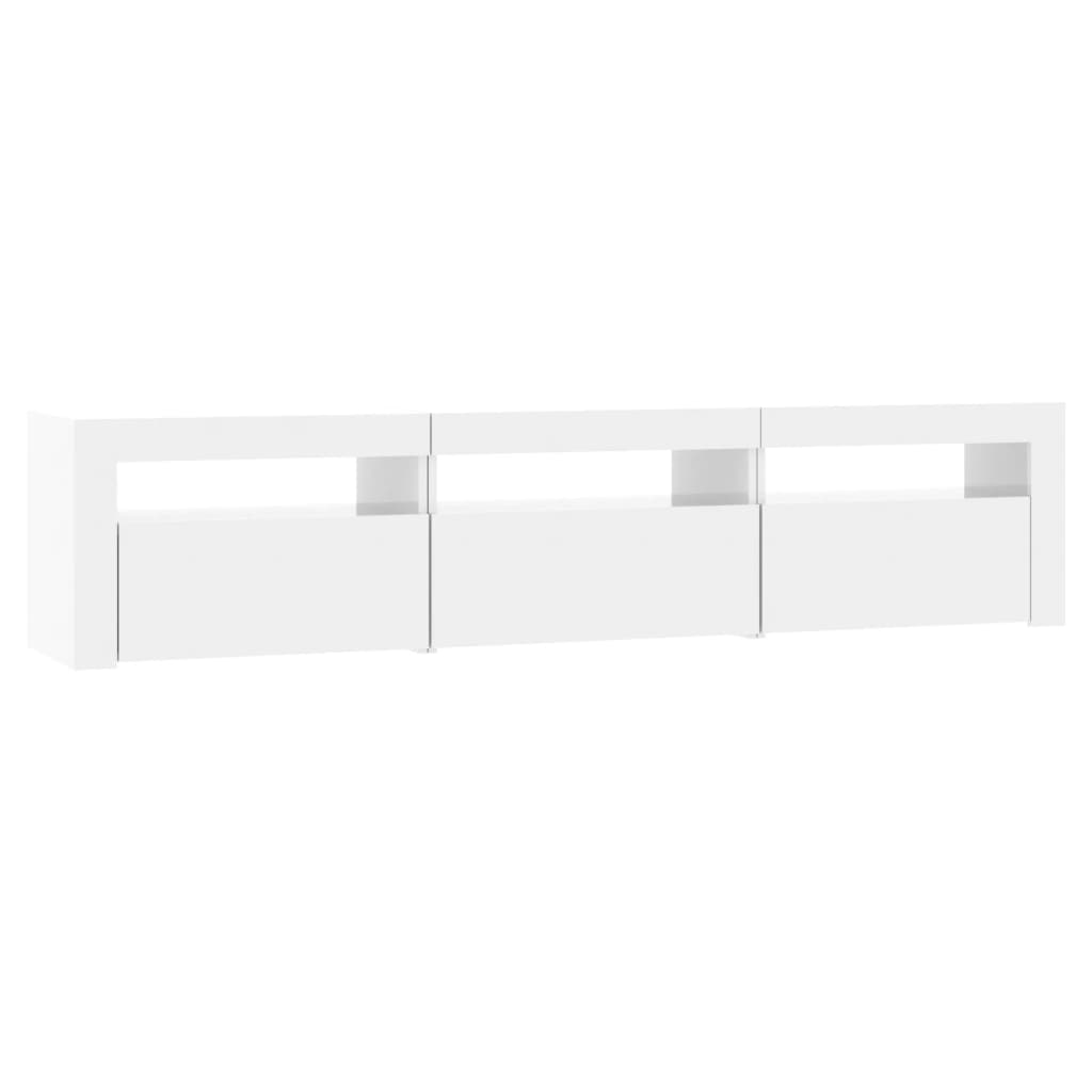 vidaXL TV Cabinet with LED Lights High Gloss White 180x35x40 cm