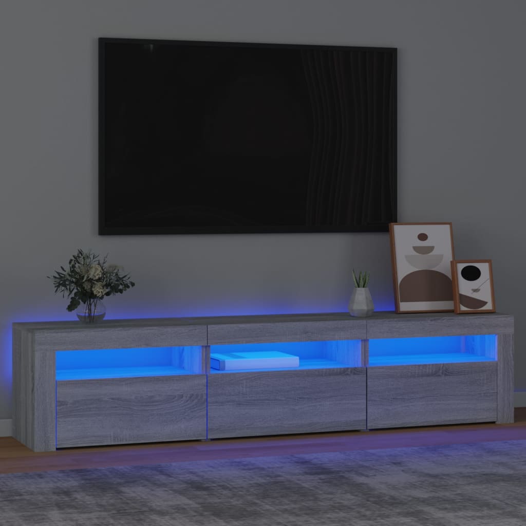 vidaXL TV Cabinet with LED Lights Grey Sonoma 180x35x40 cm