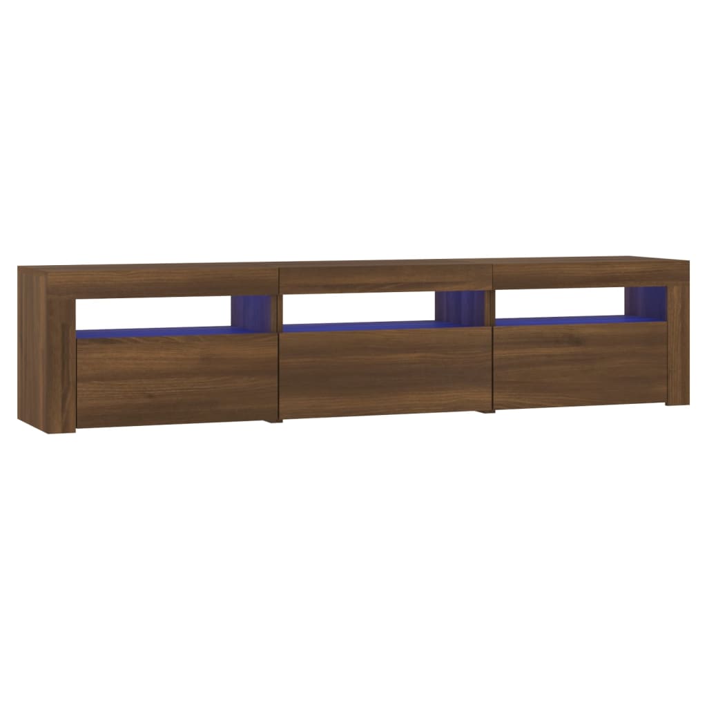 vidaXL TV Cabinet with LED Lights Brown Oak 180x35x40 cm