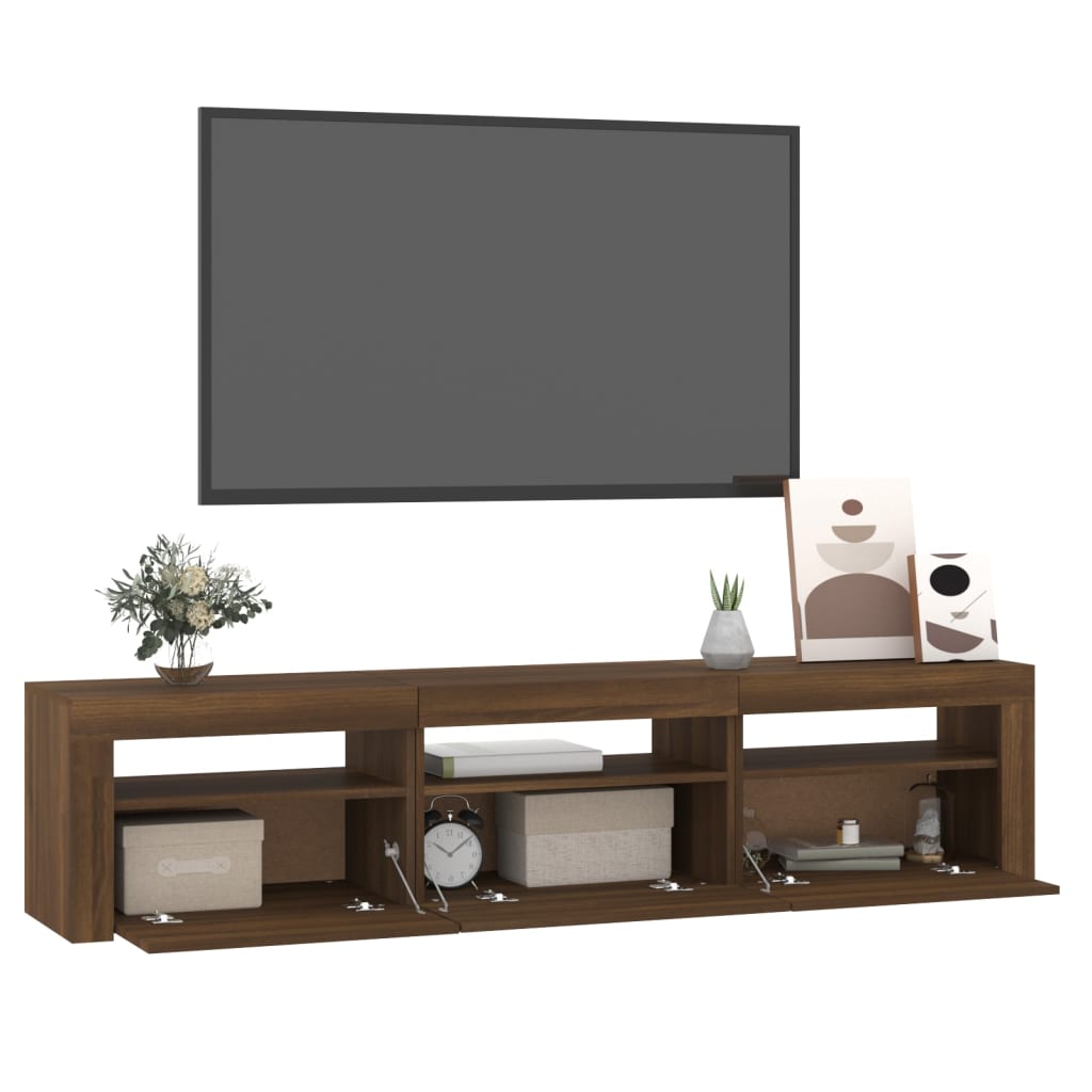 vidaXL TV Cabinet with LED Lights Brown Oak 180x35x40 cm