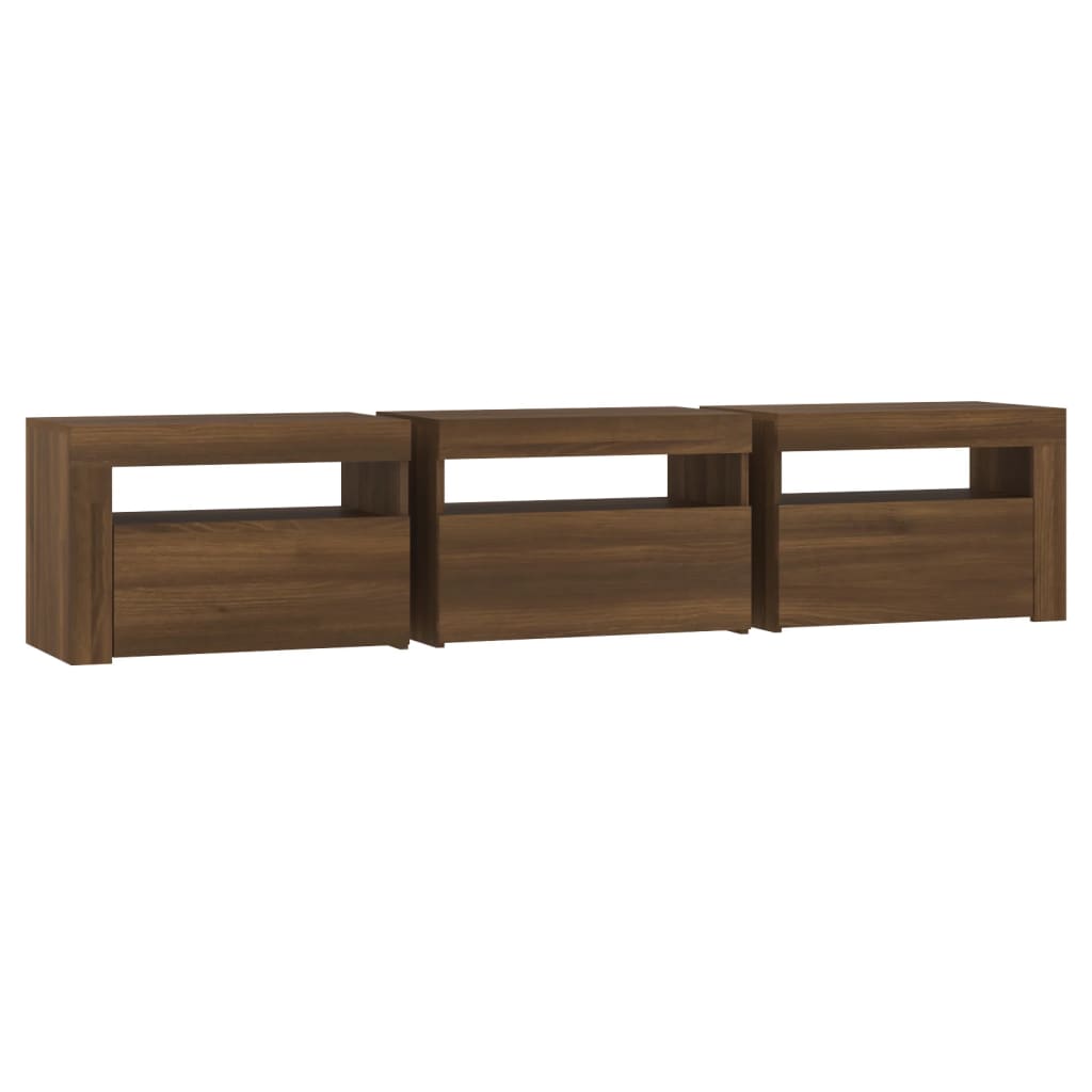 vidaXL TV Cabinet with LED Lights Brown Oak 180x35x40 cm