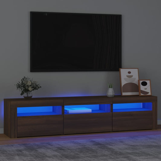 vidaXL TV Cabinet with LED Lights Brown Oak 180x35x40 cm