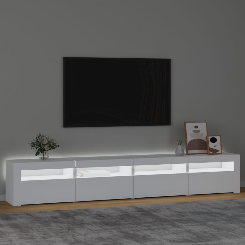 vidaXL TV Cabinet with LED Lights White 240x35x40 cm