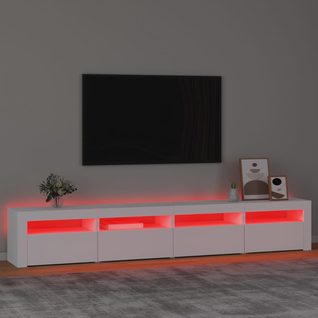 vidaXL TV Cabinet with LED Lights White 240x35x40 cm