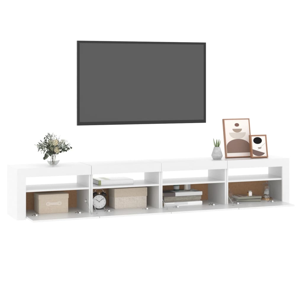 vidaXL TV Cabinet with LED Lights White 240x35x40 cm