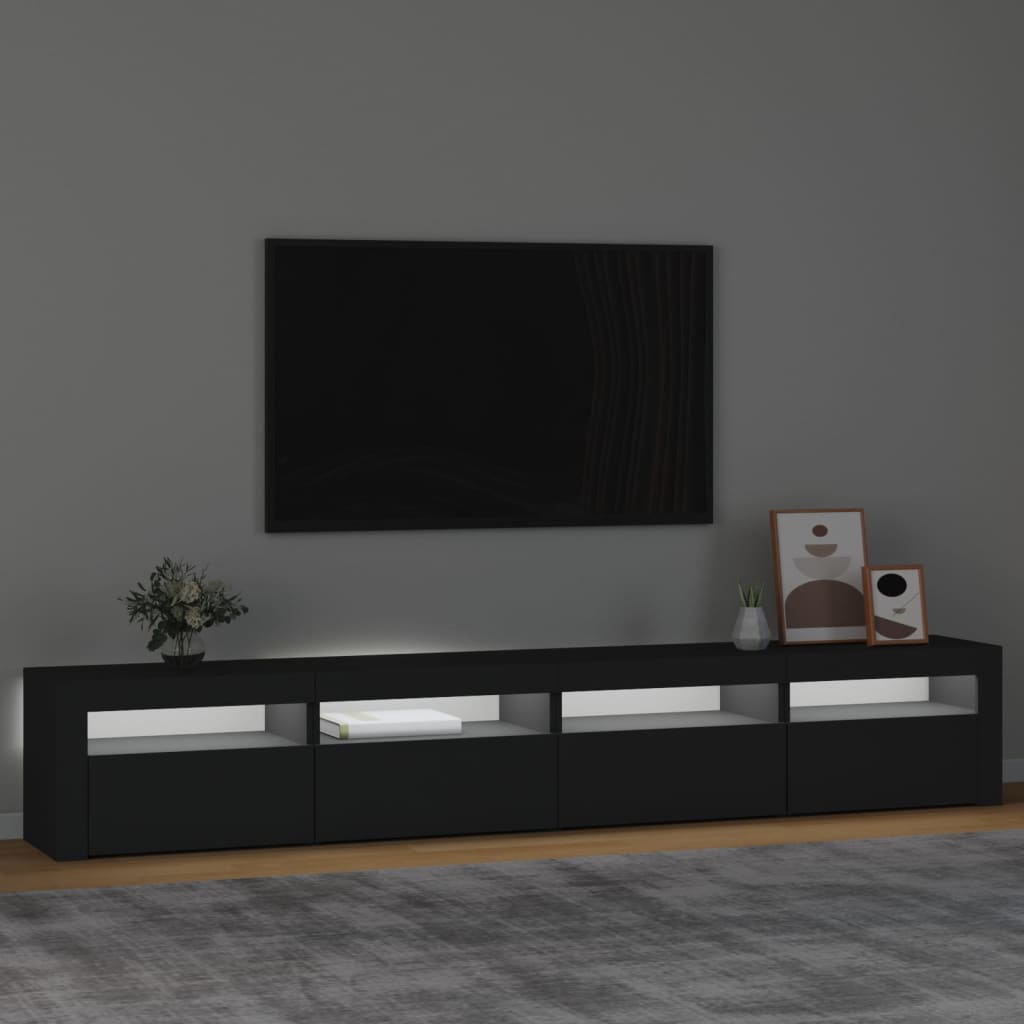 vidaXL TV Cabinet with LED Lights Black 240x35x40 cm