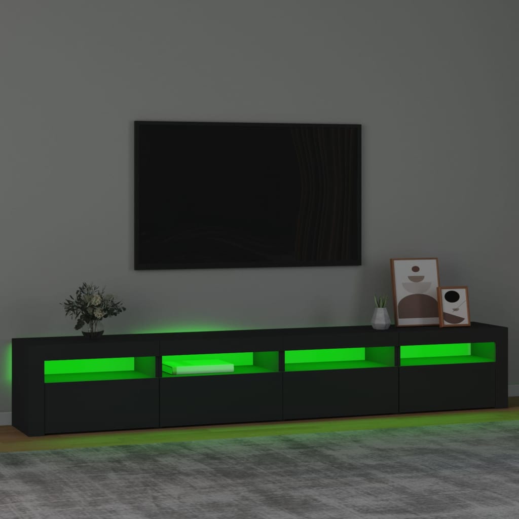 vidaXL TV Cabinet with LED Lights Black 240x35x40 cm