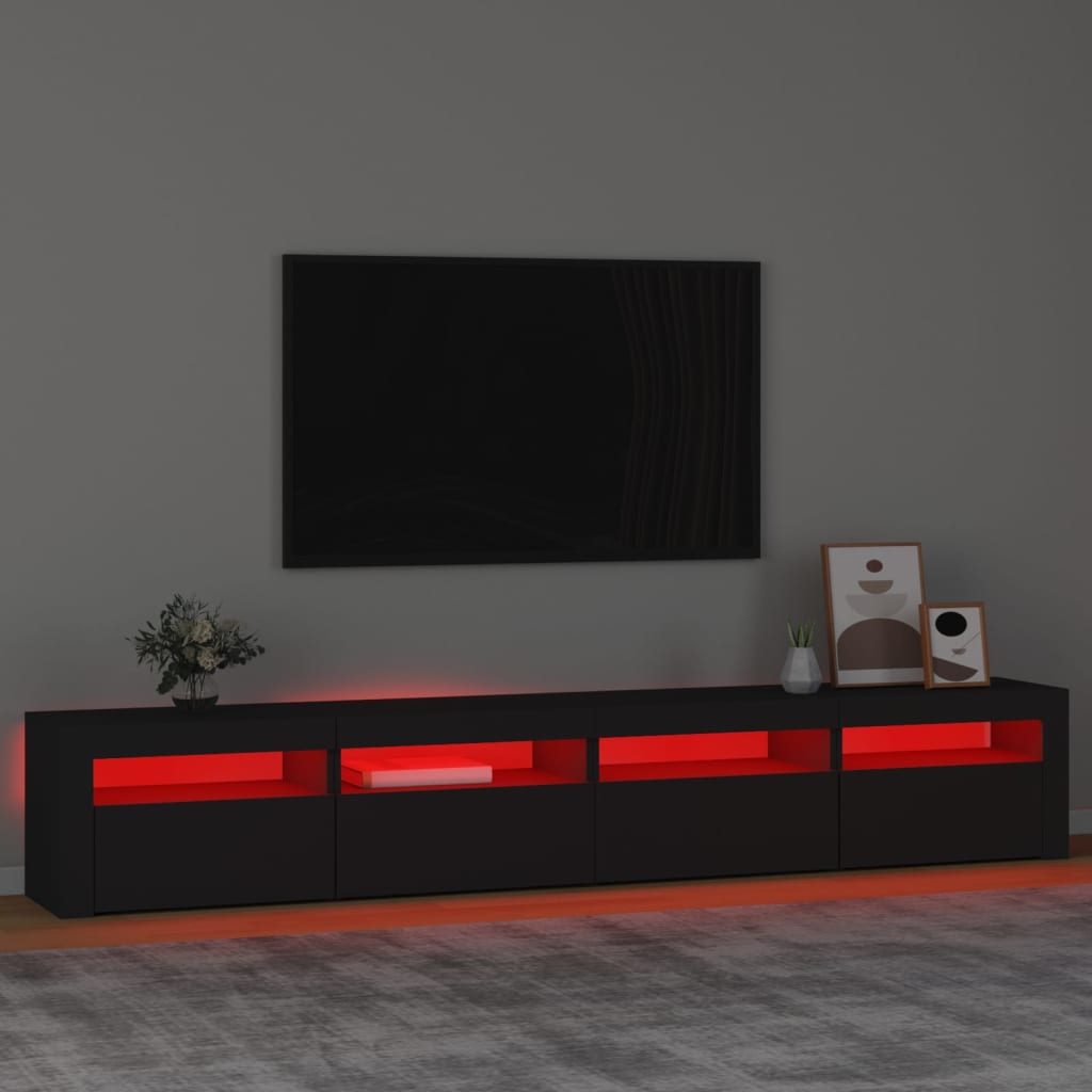 vidaXL TV Cabinet with LED Lights Black 240x35x40 cm