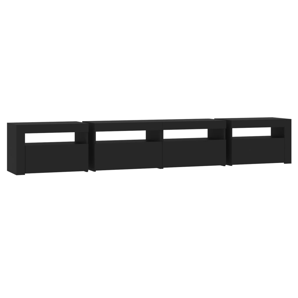 vidaXL TV Cabinet with LED Lights Black 240x35x40 cm