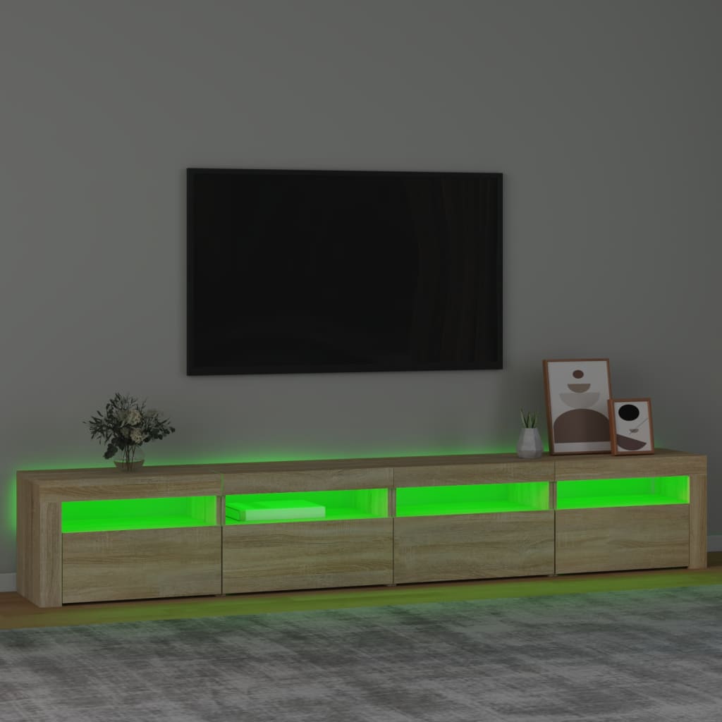 vidaXL TV Cabinet with LED Lights Sonoma Oak 240x35x40 cm