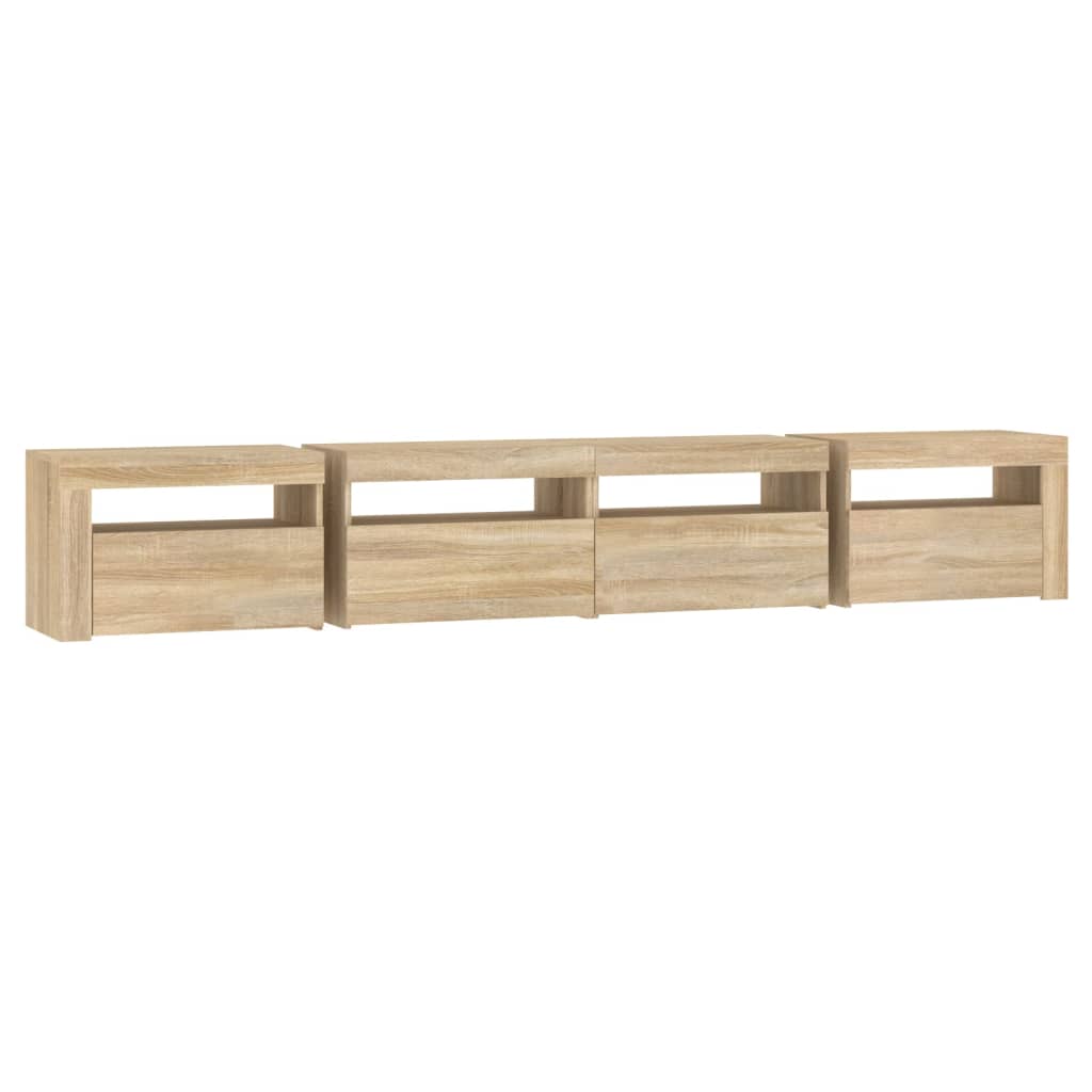 vidaXL TV Cabinet with LED Lights Sonoma Oak 240x35x40 cm