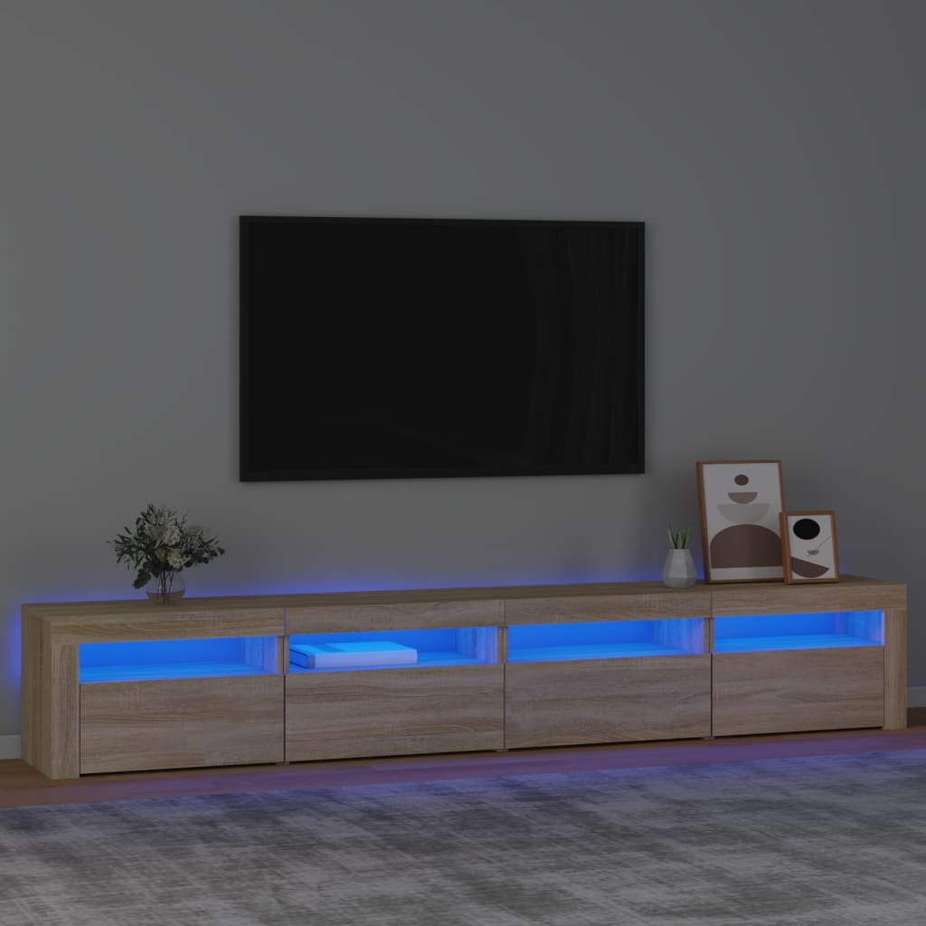 vidaXL TV Cabinet with LED Lights Sonoma Oak 240x35x40 cm