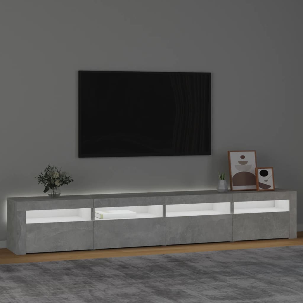 vidaXL TV Cabinet with LED Lights Concrete Grey 240x35x40 cm