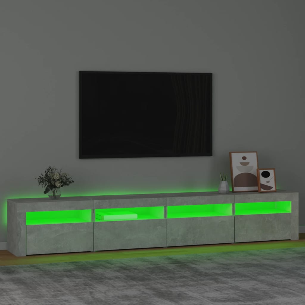 vidaXL TV Cabinet with LED Lights Concrete Grey 240x35x40 cm