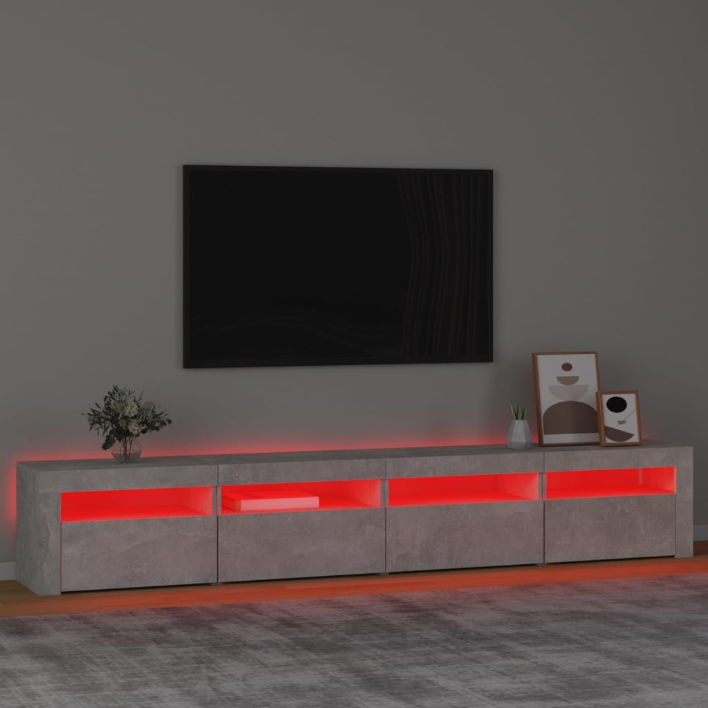 vidaXL TV Cabinet with LED Lights Concrete Grey 240x35x40 cm