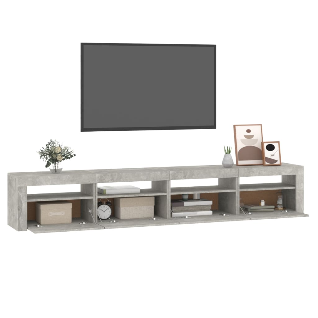 vidaXL TV Cabinet with LED Lights Concrete Grey 240x35x40 cm