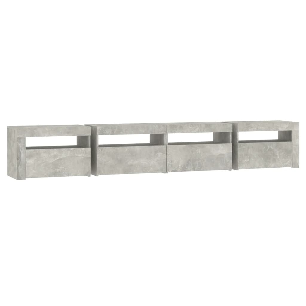 vidaXL TV Cabinet with LED Lights Concrete Grey 240x35x40 cm