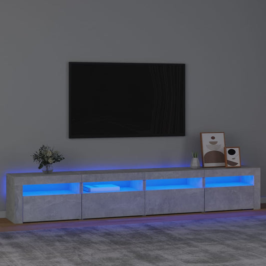 vidaXL TV Cabinet with LED Lights Concrete Grey 240x35x40 cm