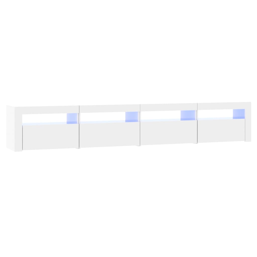 vidaXL TV Cabinet with LED Lights High Gloss White 240x35x40 cm