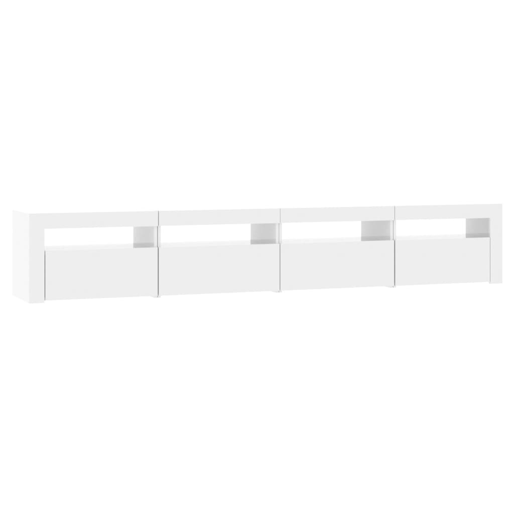 vidaXL TV Cabinet with LED Lights High Gloss White 240x35x40 cm