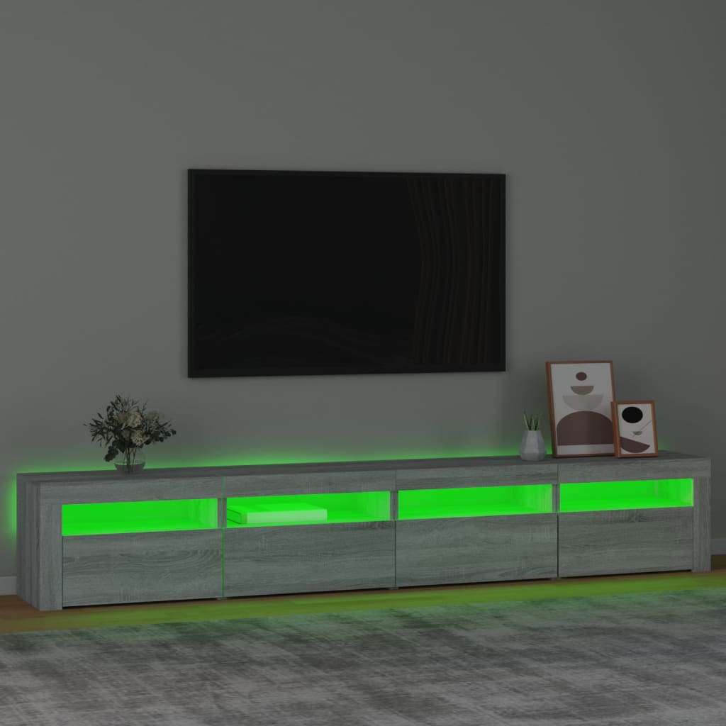 vidaXL TV Cabinet with LED Lights Grey Sonoma 240x35x40 cm