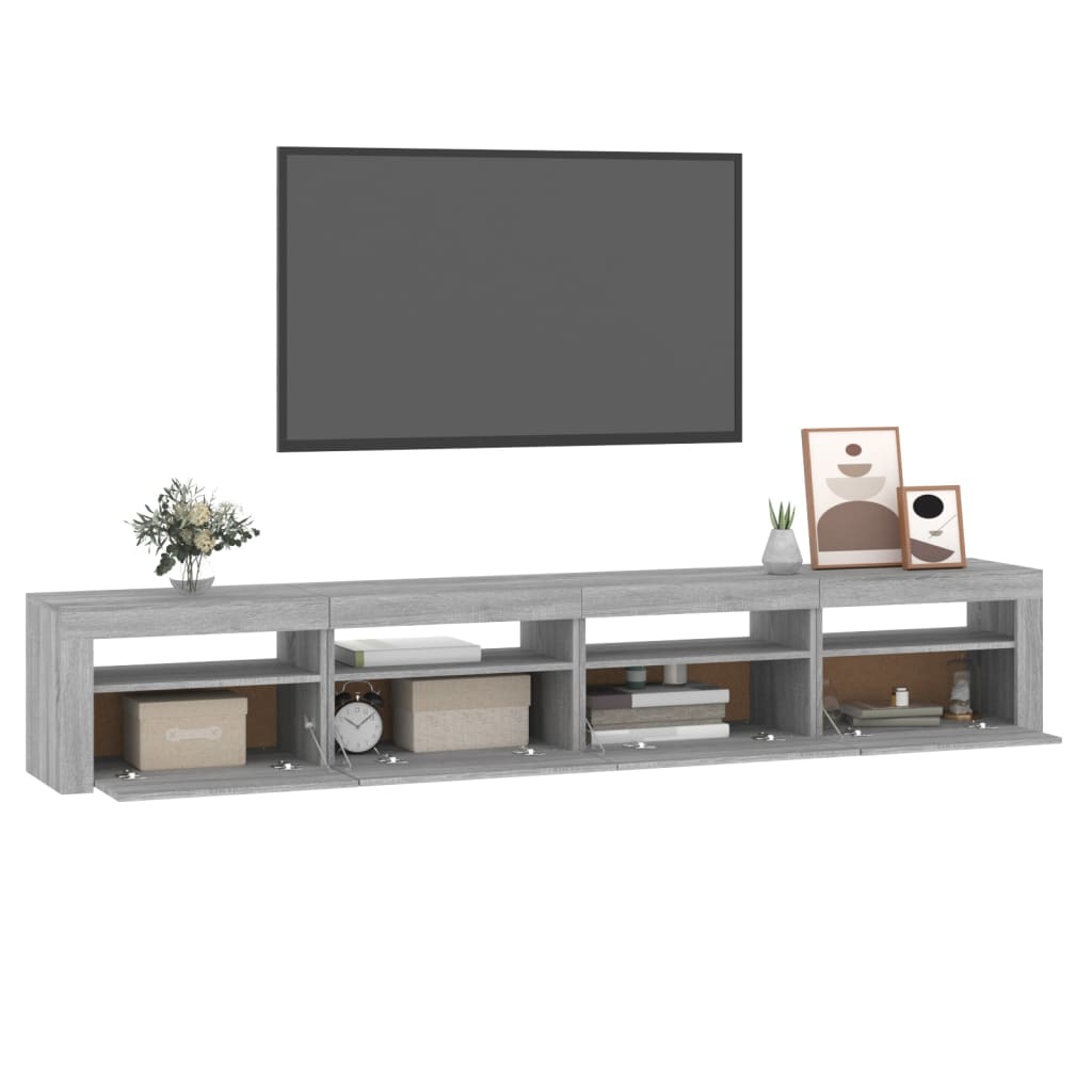 vidaXL TV Cabinet with LED Lights Grey Sonoma 240x35x40 cm