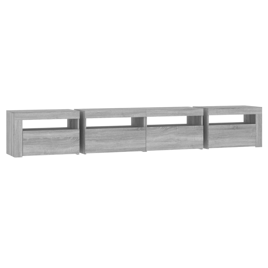 vidaXL TV Cabinet with LED Lights Grey Sonoma 240x35x40 cm