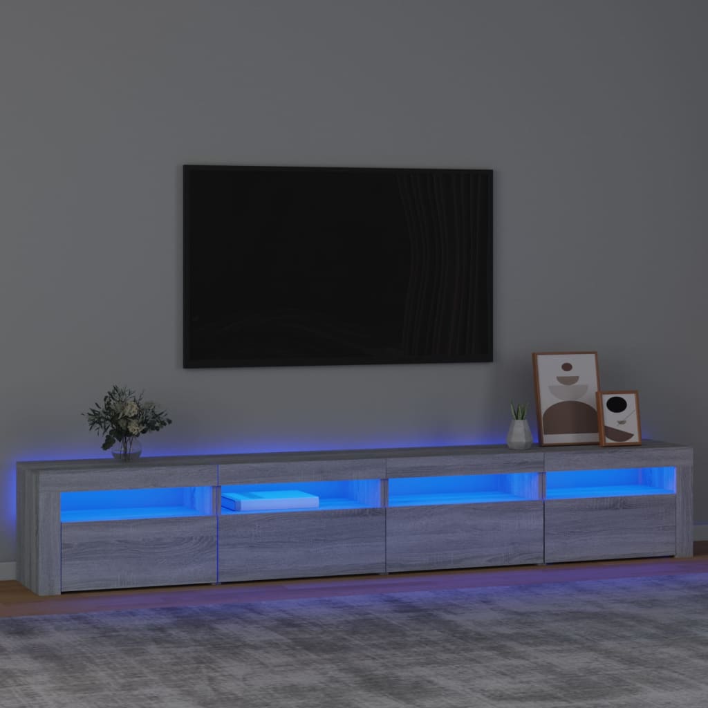 vidaXL TV Cabinet with LED Lights Grey Sonoma 240x35x40 cm