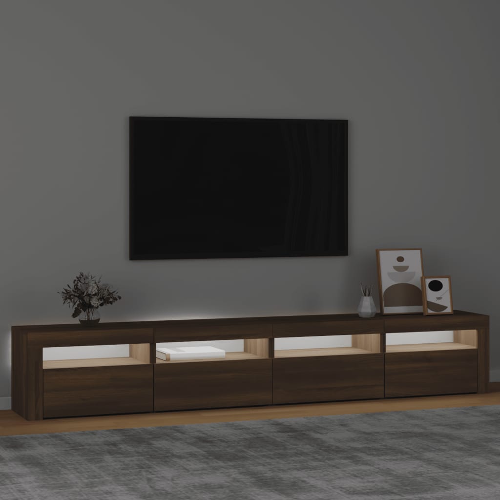 vidaXL TV Cabinet with LED Lights Brown Oak 240x35x40 cm