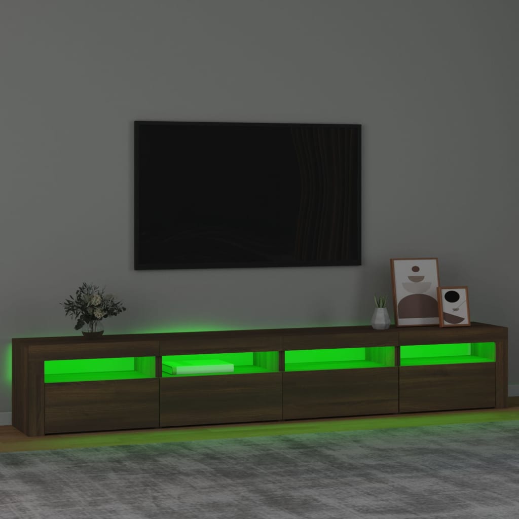 vidaXL TV Cabinet with LED Lights Brown Oak 240x35x40 cm