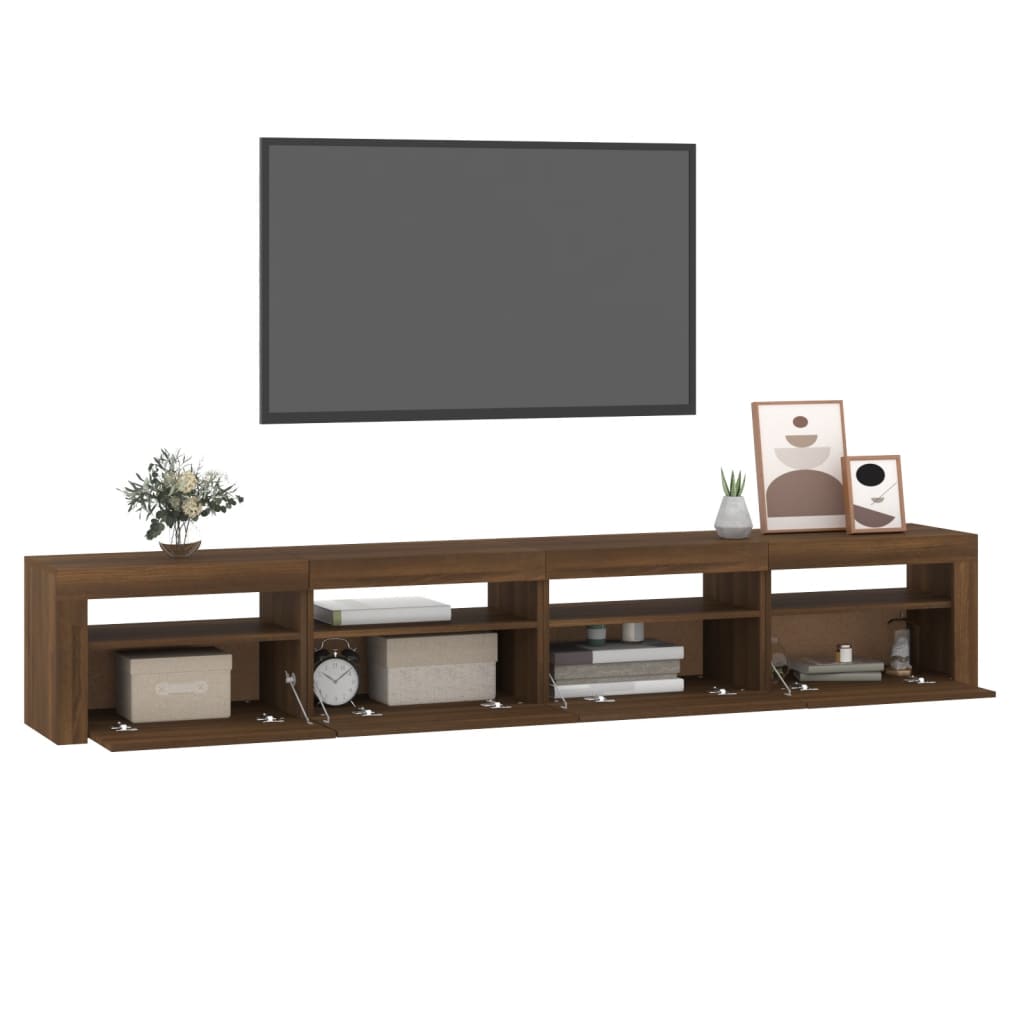 vidaXL TV Cabinet with LED Lights Brown Oak 240x35x40 cm