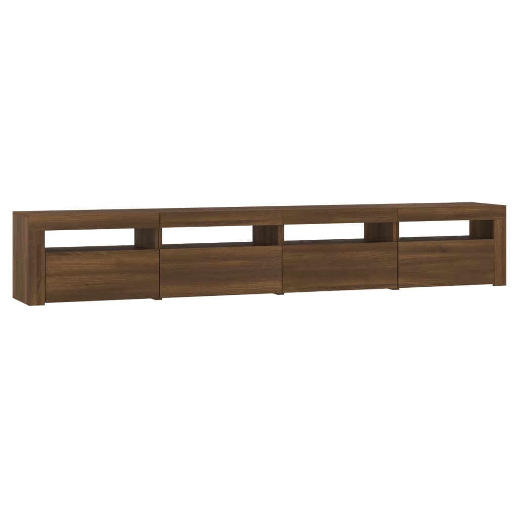 vidaXL TV Cabinet with LED Lights Brown Oak 240x35x40 cm