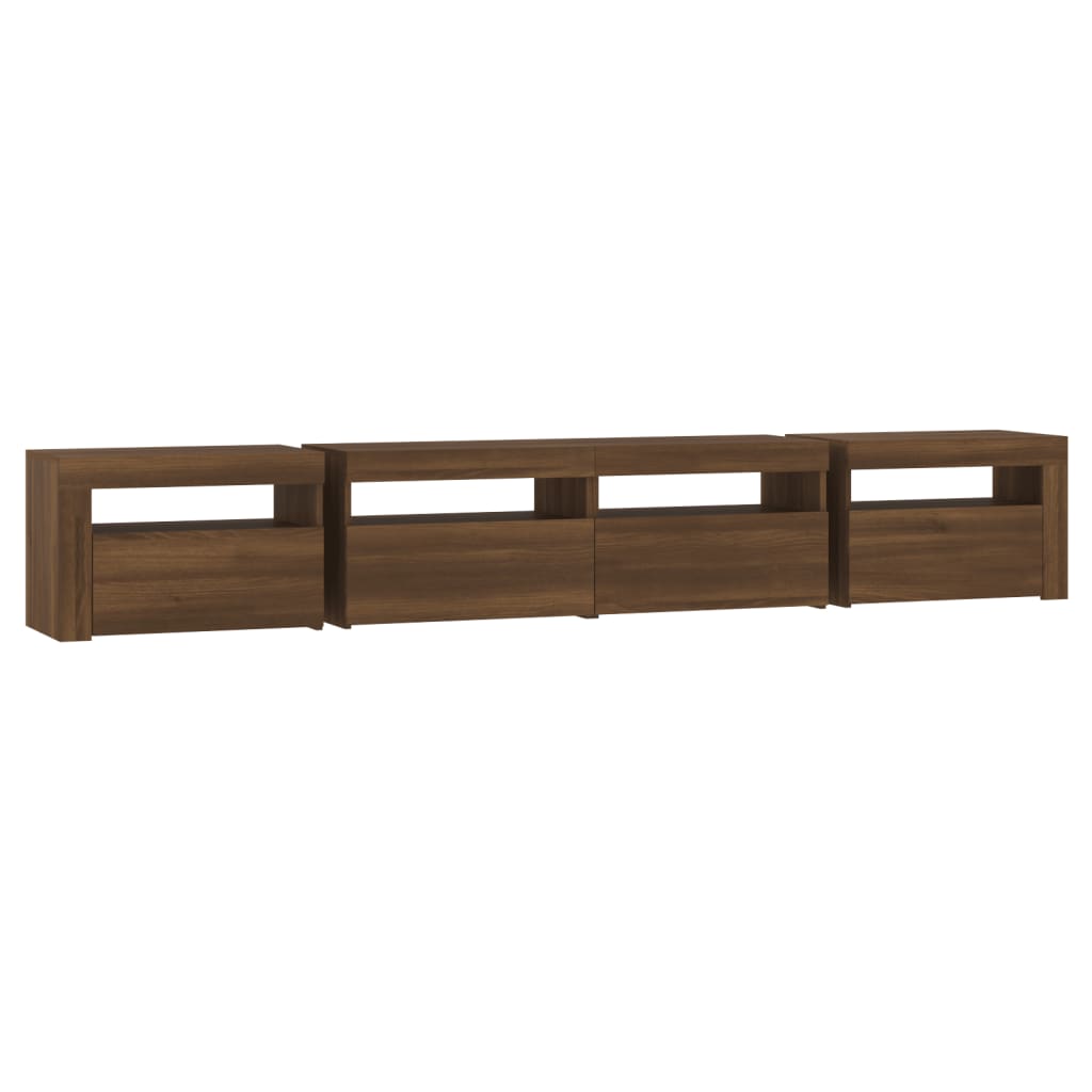 vidaXL TV Cabinet with LED Lights Brown Oak 240x35x40 cm