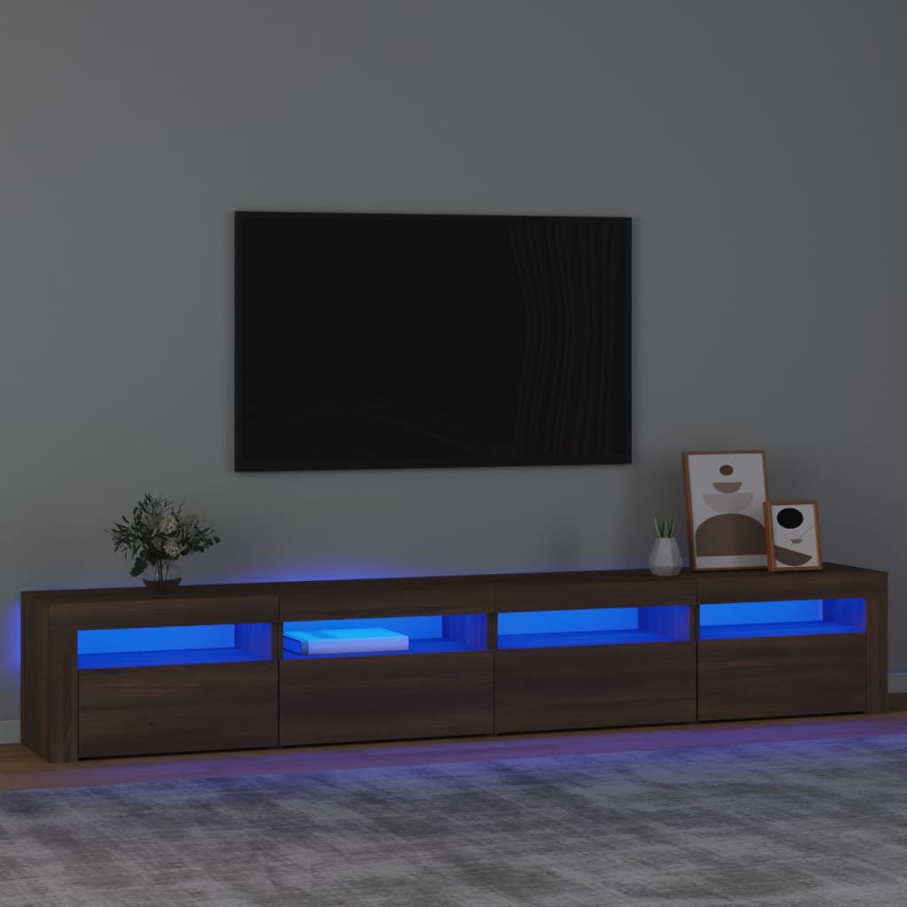 vidaXL TV Cabinet with LED Lights Brown Oak 240x35x40 cm