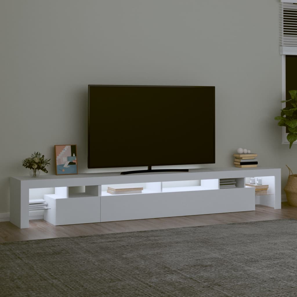 vidaXL TV Cabinet with LED Lights White 260x36.5x40 cm