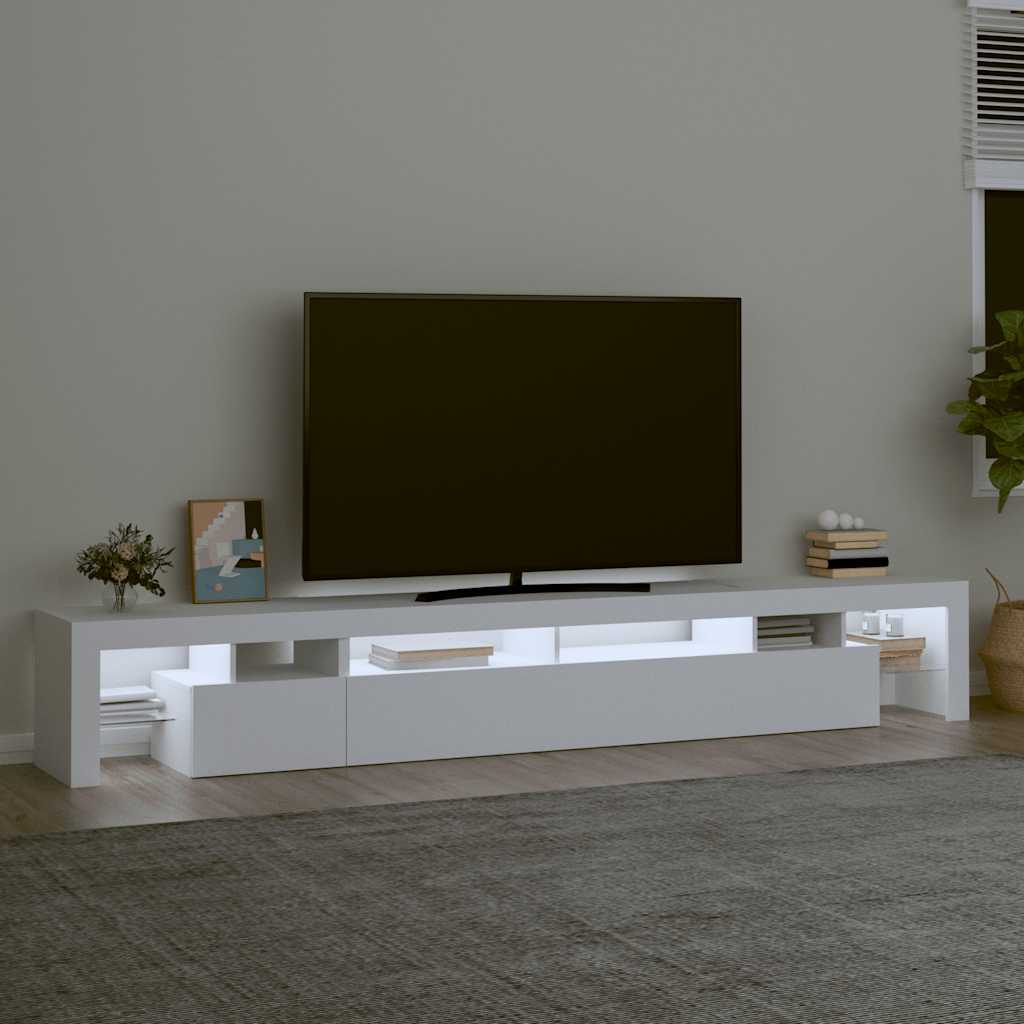 TV Cabinet with LED Lights White 260x36,5x40 cm