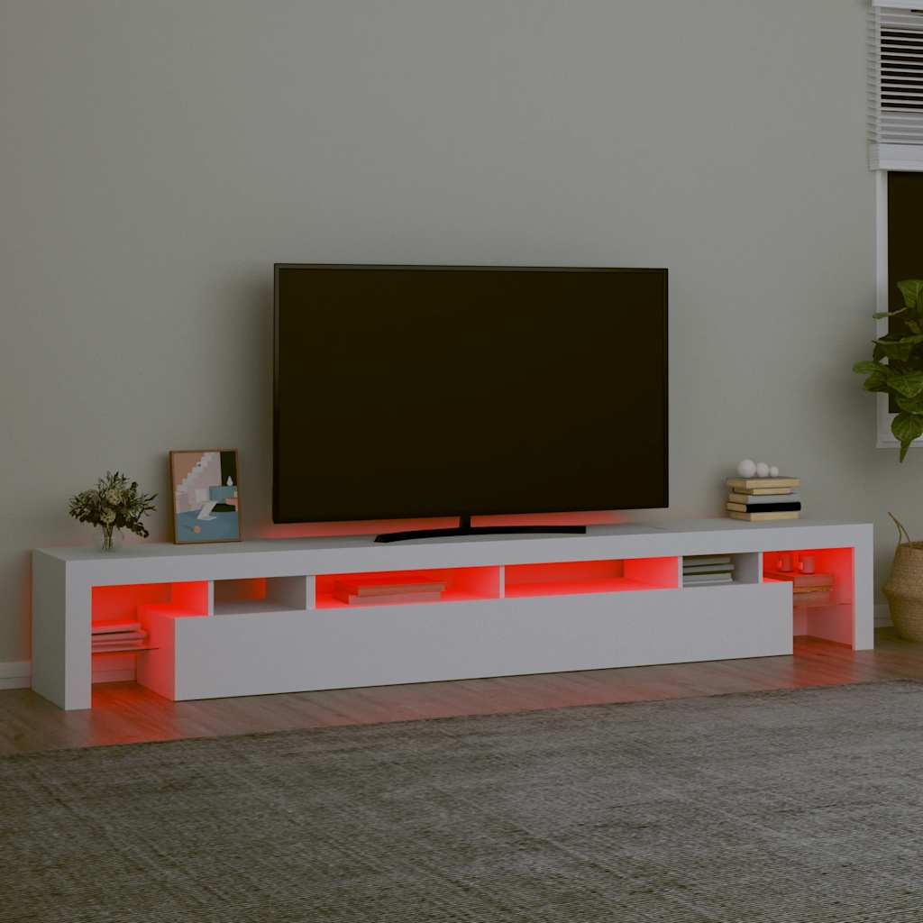 TV Cabinet with LED Lights White 260x36,5x40 cm