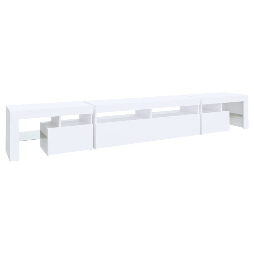 vidaXL TV Cabinet with LED Lights White 260x36.5x40 cm