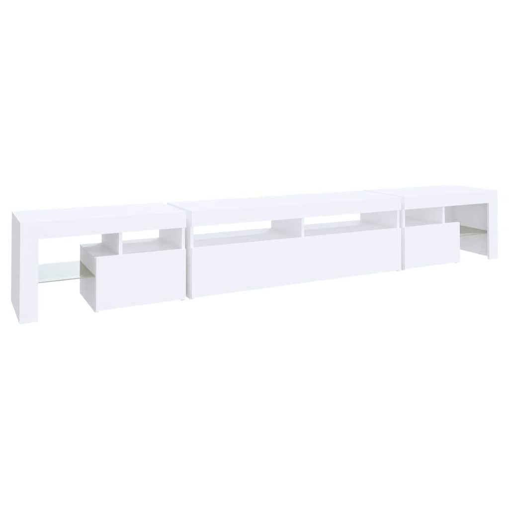 TV Cabinet with LED Lights White 260x36,5x40 cm