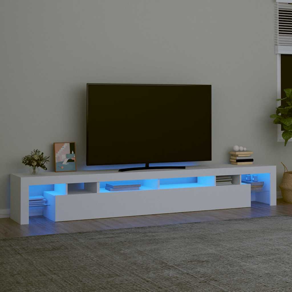TV Cabinet with LED Lights White 260x36,5x40 cm